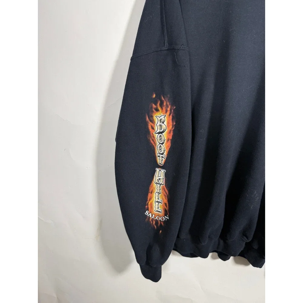Vintage 2006 Boot Hill Saloon Bike Week Sweatshirt Mens XXXL Black Eagle Flame - Picture 3 of 9